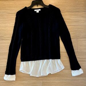 LIKE NEW! White House Black Market Black Cable Knit Sweater, Women’s Sz Small